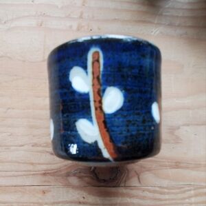 Set of 4 vintage Otagiri stoneware saki teacups, Pussywillow Pattern